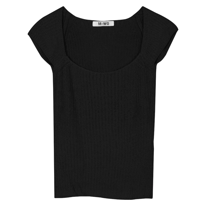 Women Knit Tops, Square Neck Short Sleeve Tie-up T-shirt Streetwear