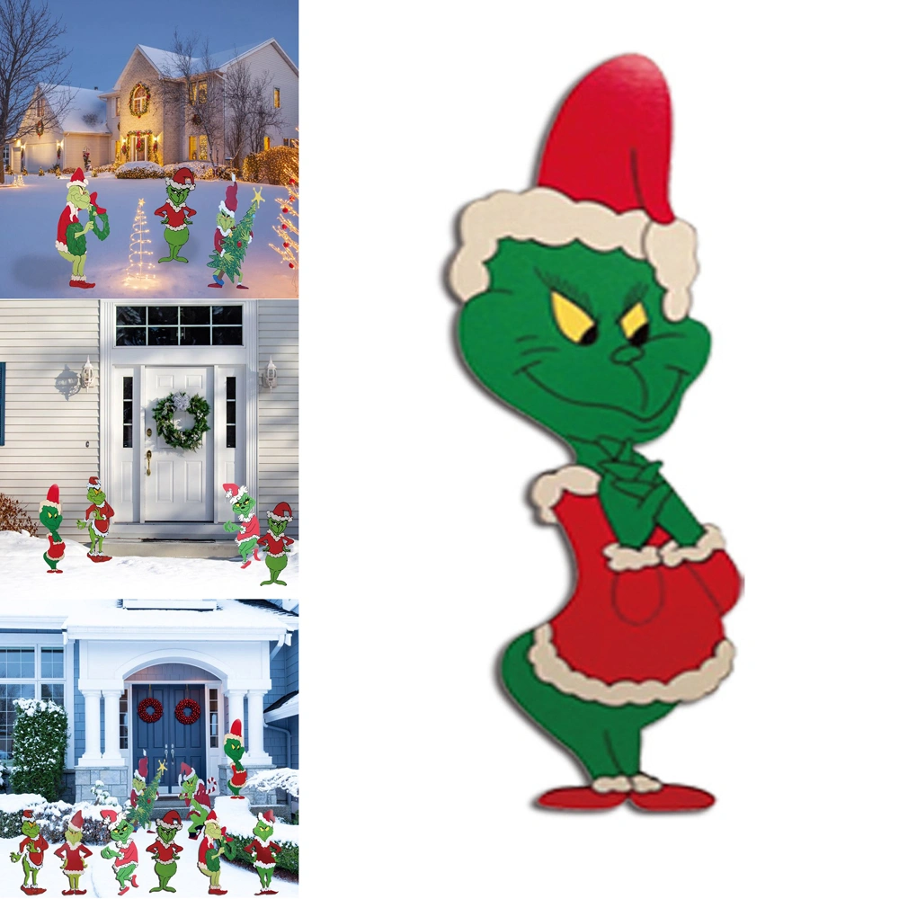 Grinch Christmas Decorations -Grinch Christmas Yard Signs for Christmas Outdoor Decorations - Xmas Outdoor Yard Sign Lawn Decor-A