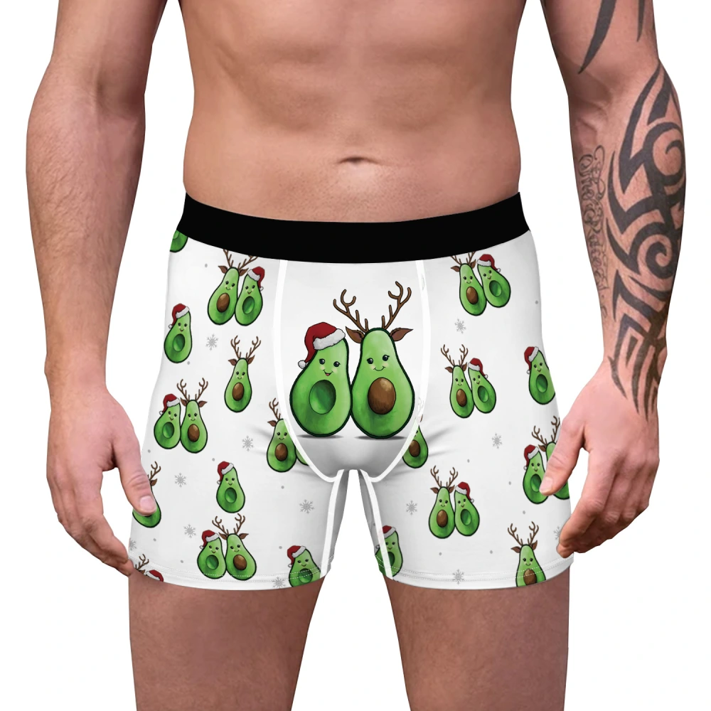 Men’ s Underpants, Cartoon Patterns Print Middle Waist Boxer Briefs