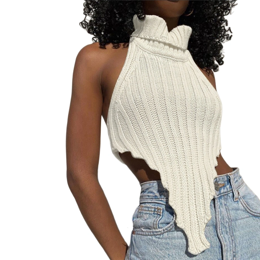 Women Wrapped Vest High Neck Tops Casual Street Irregular Tops 