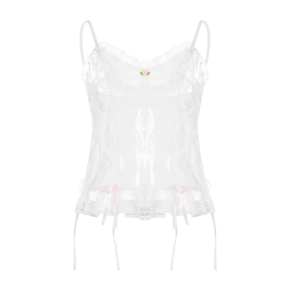 Women Camisole, Sleeveless Patchwork See-through Frilly Summer Tops