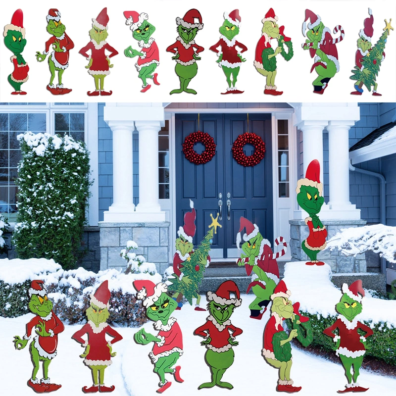 Grinch Christmas Yard Signs Decorations Extra Large Outdoor Decoration Christmas Tree Corrugate Yard Stake Signs Christmas Decoration Lawn Yard Outdoor Decoration-A