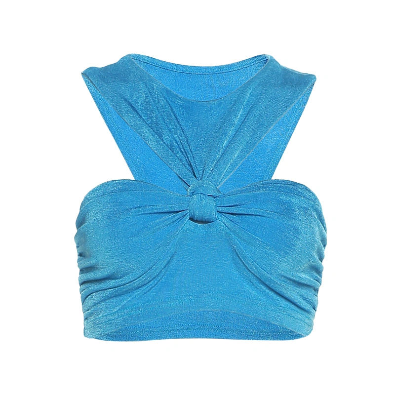 Women's Summer Solid Color Sleeveless Off Shoulder Knot Tank Tops