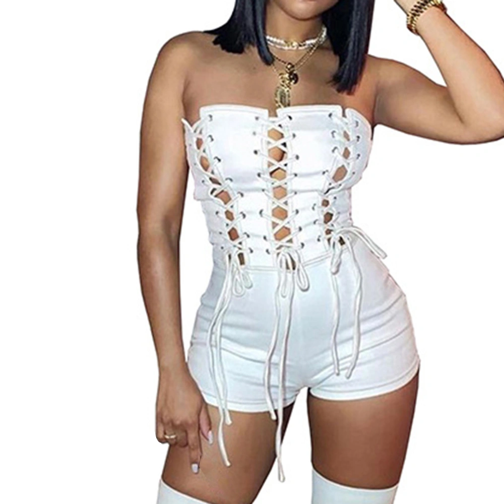 Women's Off Shoulder Playsuit, Sleeveless Strapless Bandage Bodysuit