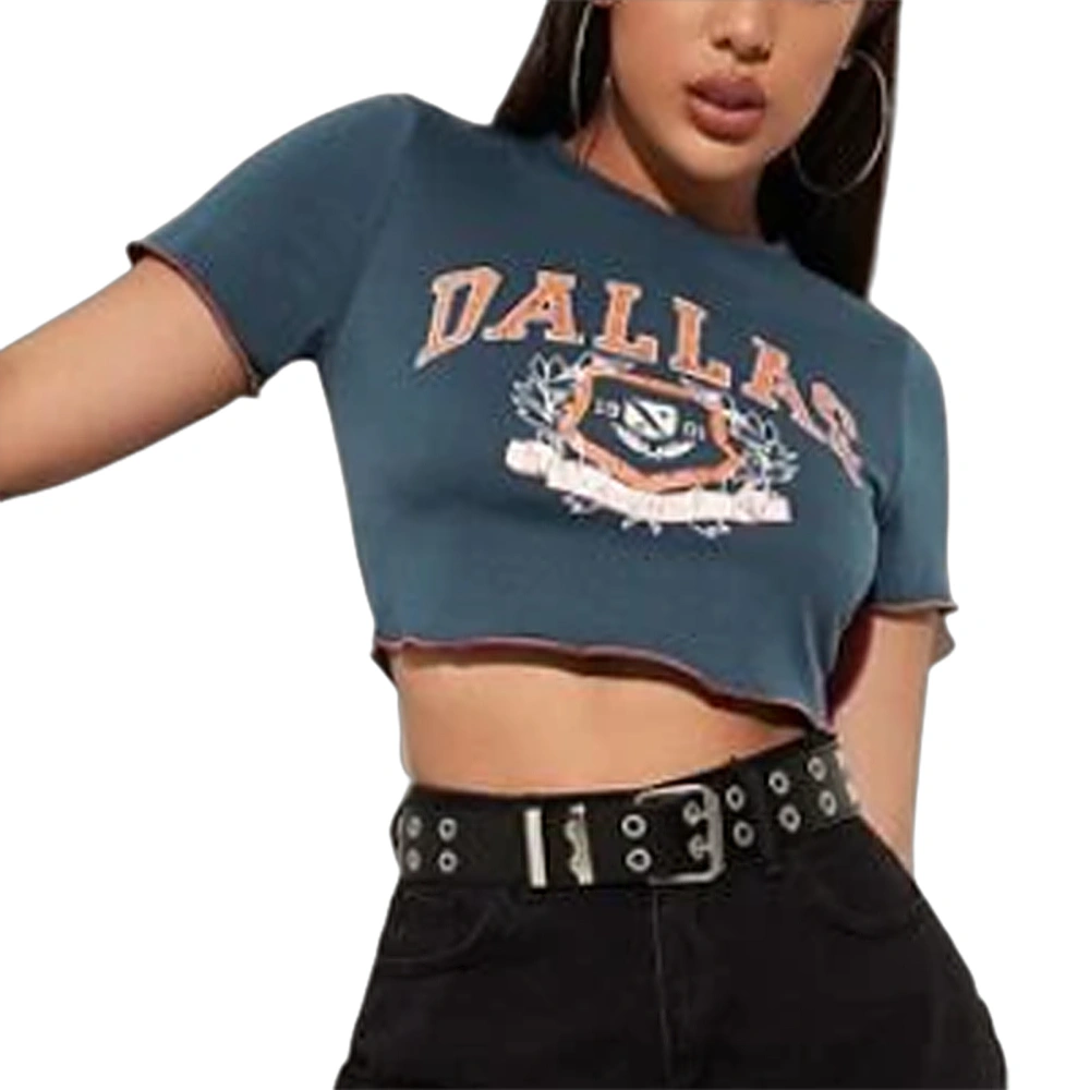 Round Collar T-shirt, Short Sleeve Midriff-baring Tops Base Shirt