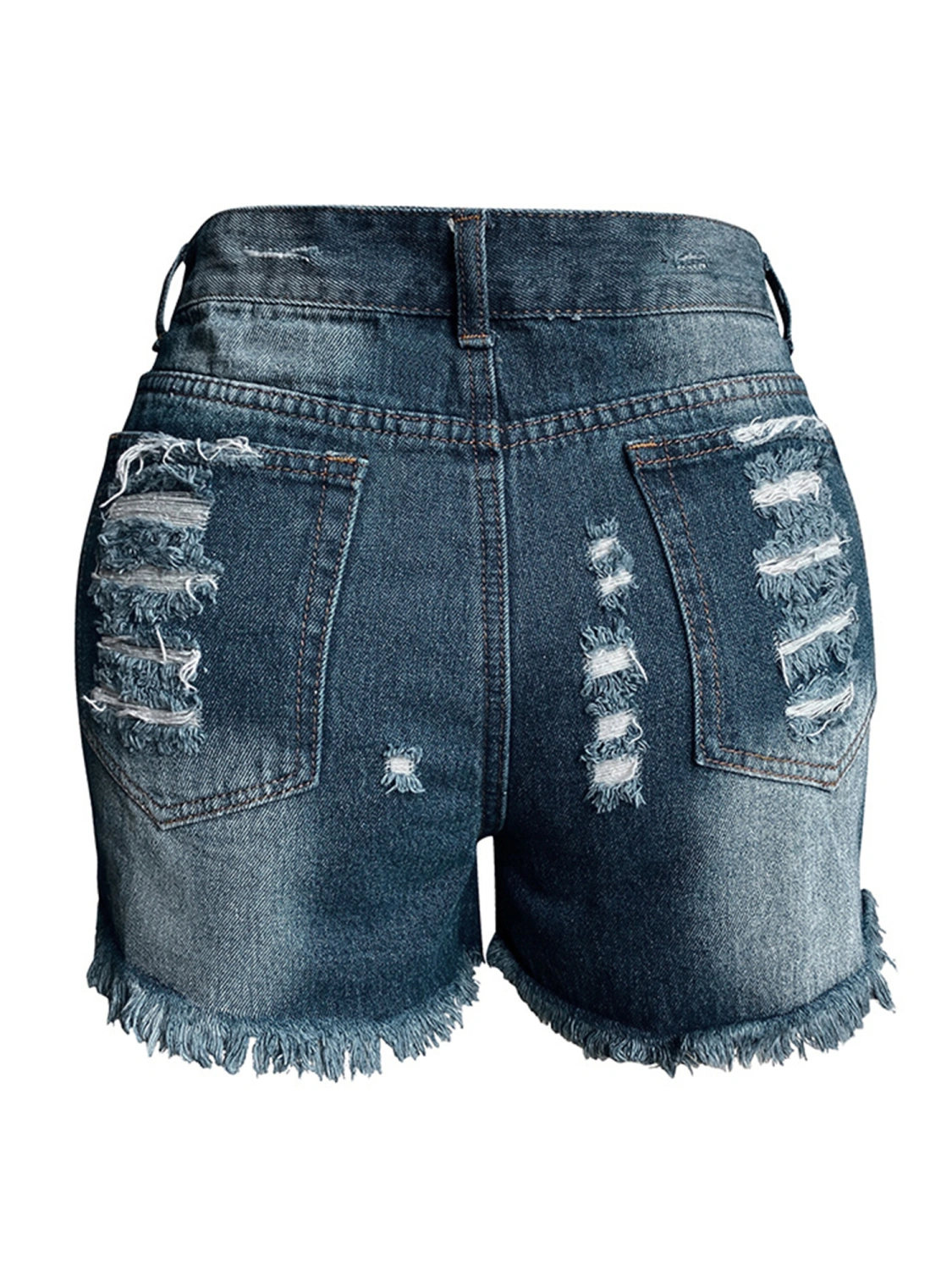 Women Mid Rise American Flag Print Frayed Raw Hem Ripped Short Jeans