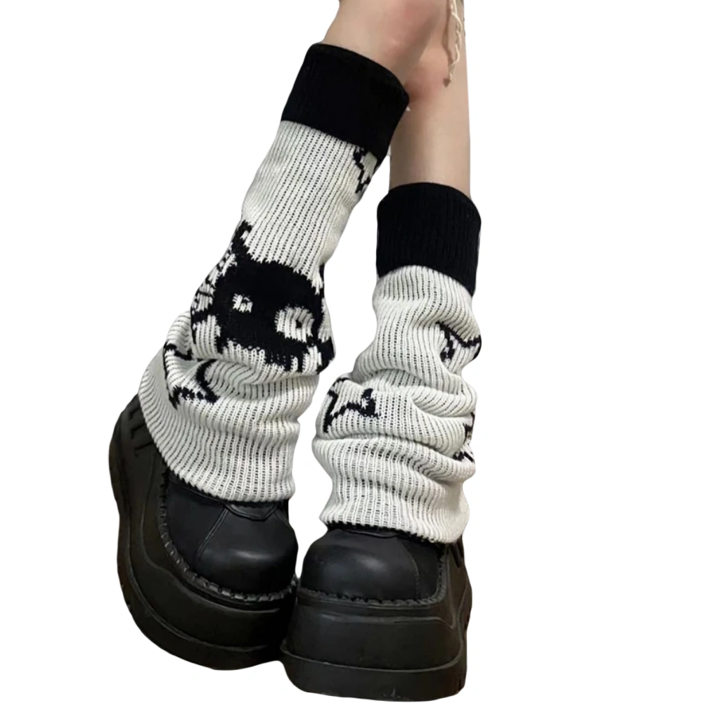 Women's Ribbed Knit Leg Warmers Punk Style Two Side Wear Slouch Socks