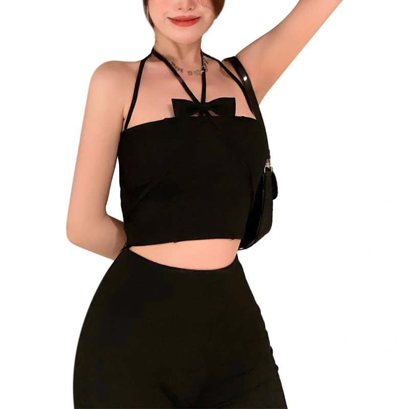 Women's Halter Camisole, Bowknot Sleeveless Slim Fit Sling Crop Tops