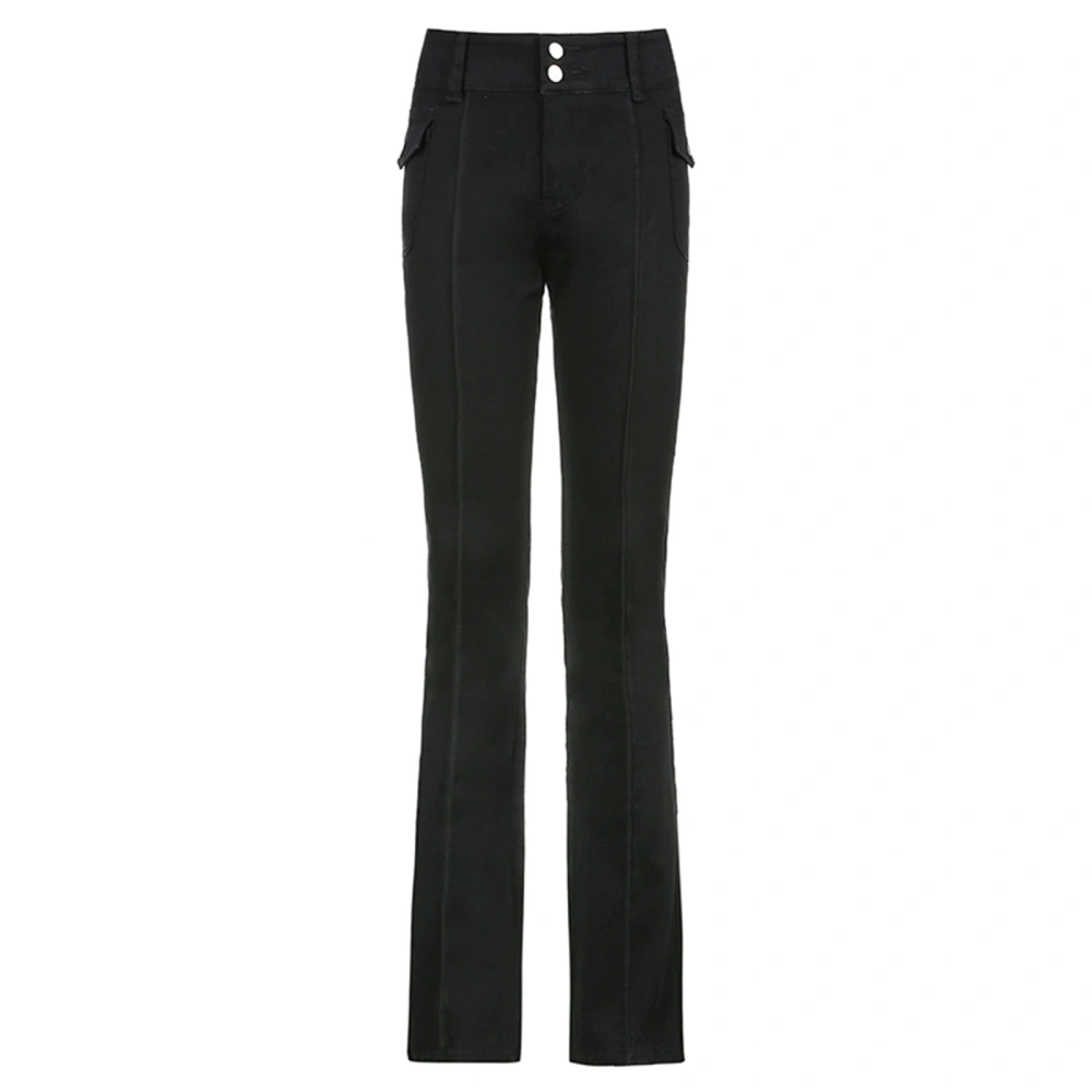 Women's Pants, Side Pockets Solid Color Skinny Jeans Trousers