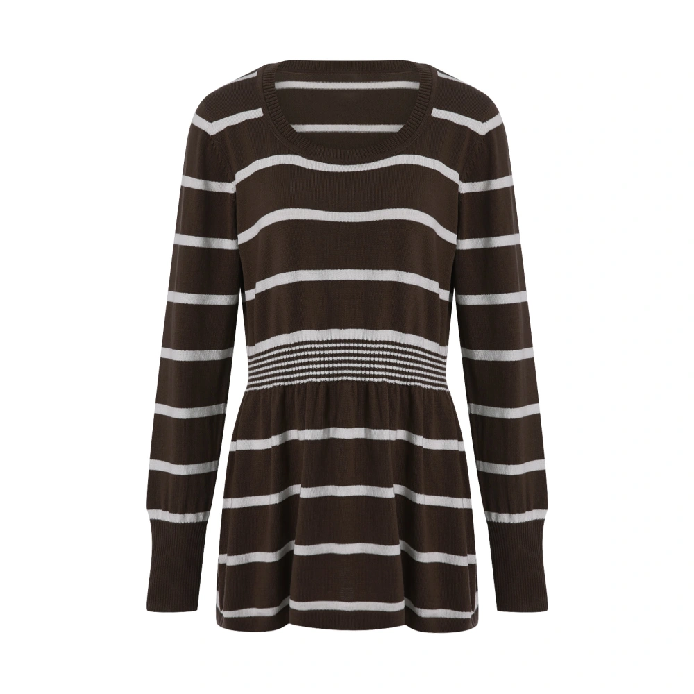 Women Knitwear Tops, Long Sleeve U-neck Stripe Shirt Pullover