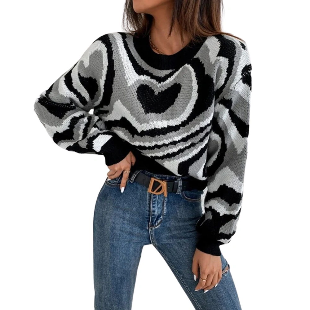 Girls Long Sleeve Knitwear, Round Collar Short Sweater Knitted Tops