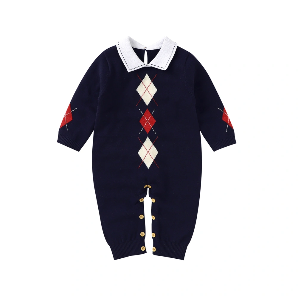 Newborn Romper Baby Boys Gentleman Geometric Pattern Jumpsuit