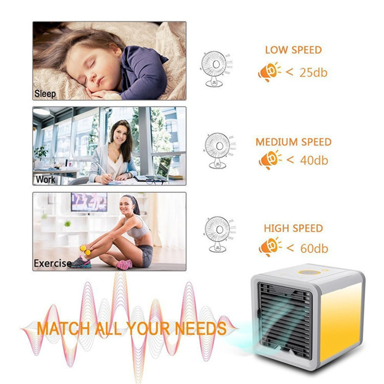 Adjustable Speed Mini Cooling Fan, Desktop Water-cooled Air Cooler