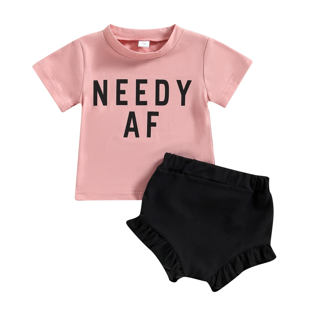 Baby Girl Clothes Suits Letter Print T-Shirts Elastic Waist Shorts Set