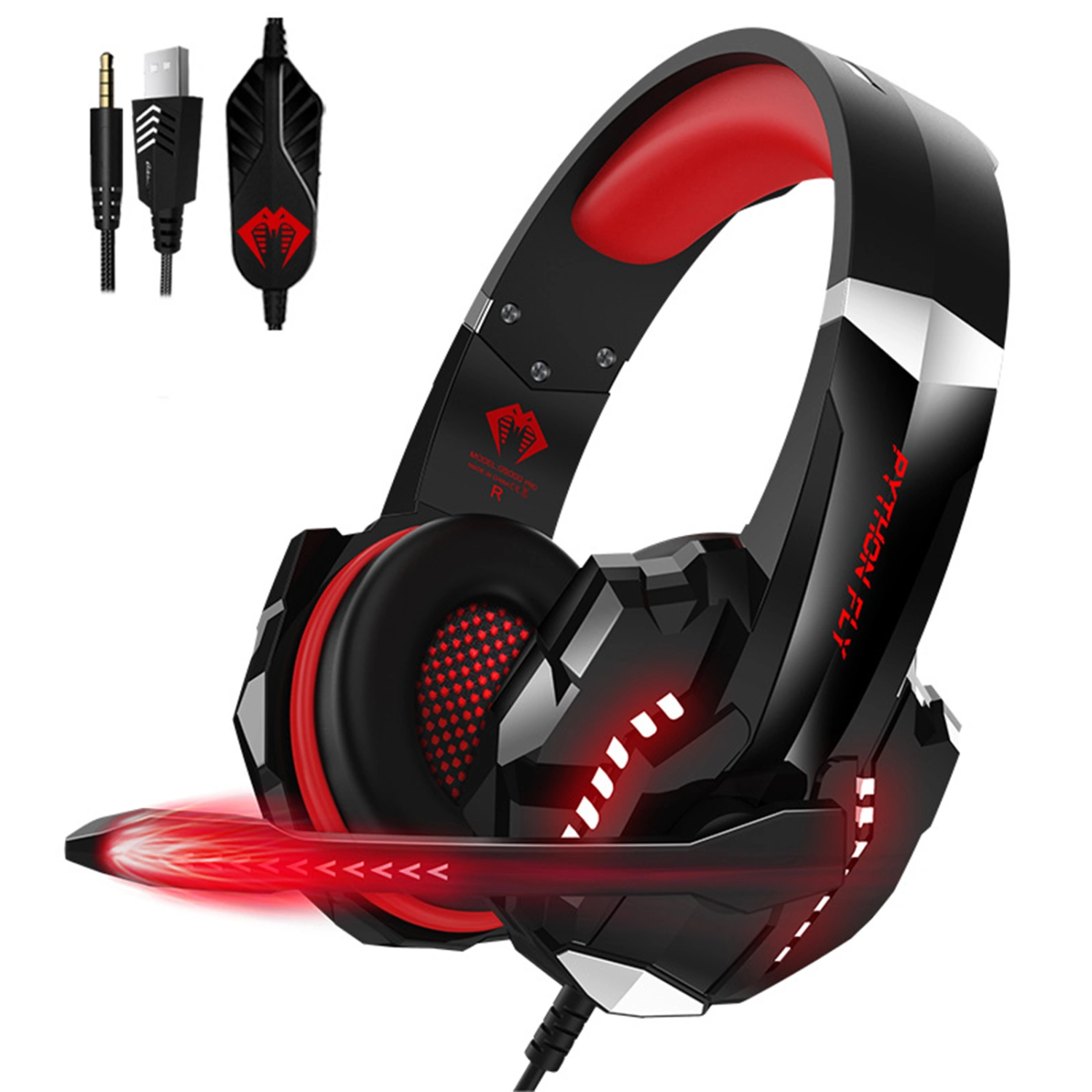 Gaming Headset with LED Light, Stereo Surround Sound Microphone