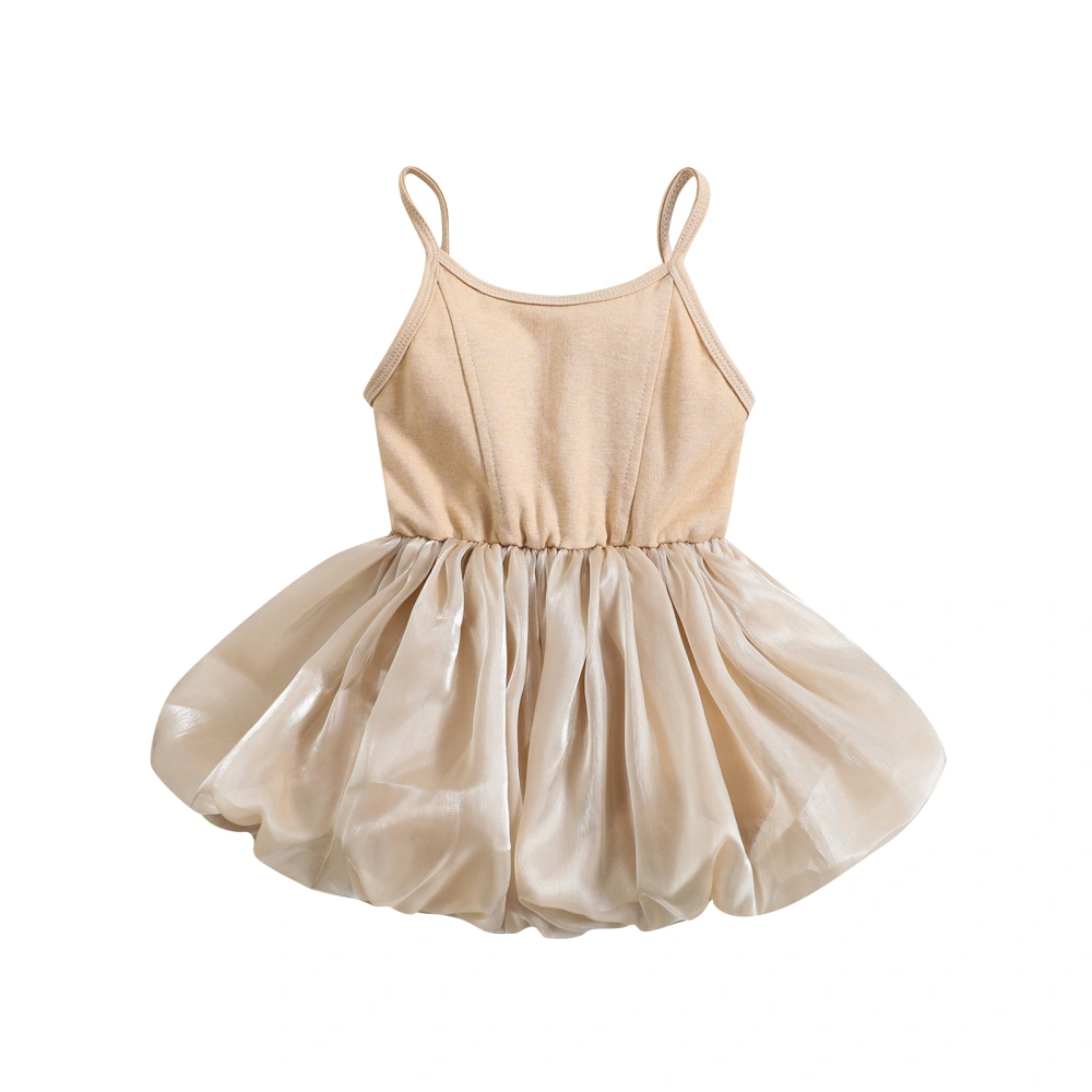 Toddler Girls Summer Sleeveless Pleated Hem Patchwork Sling Dress