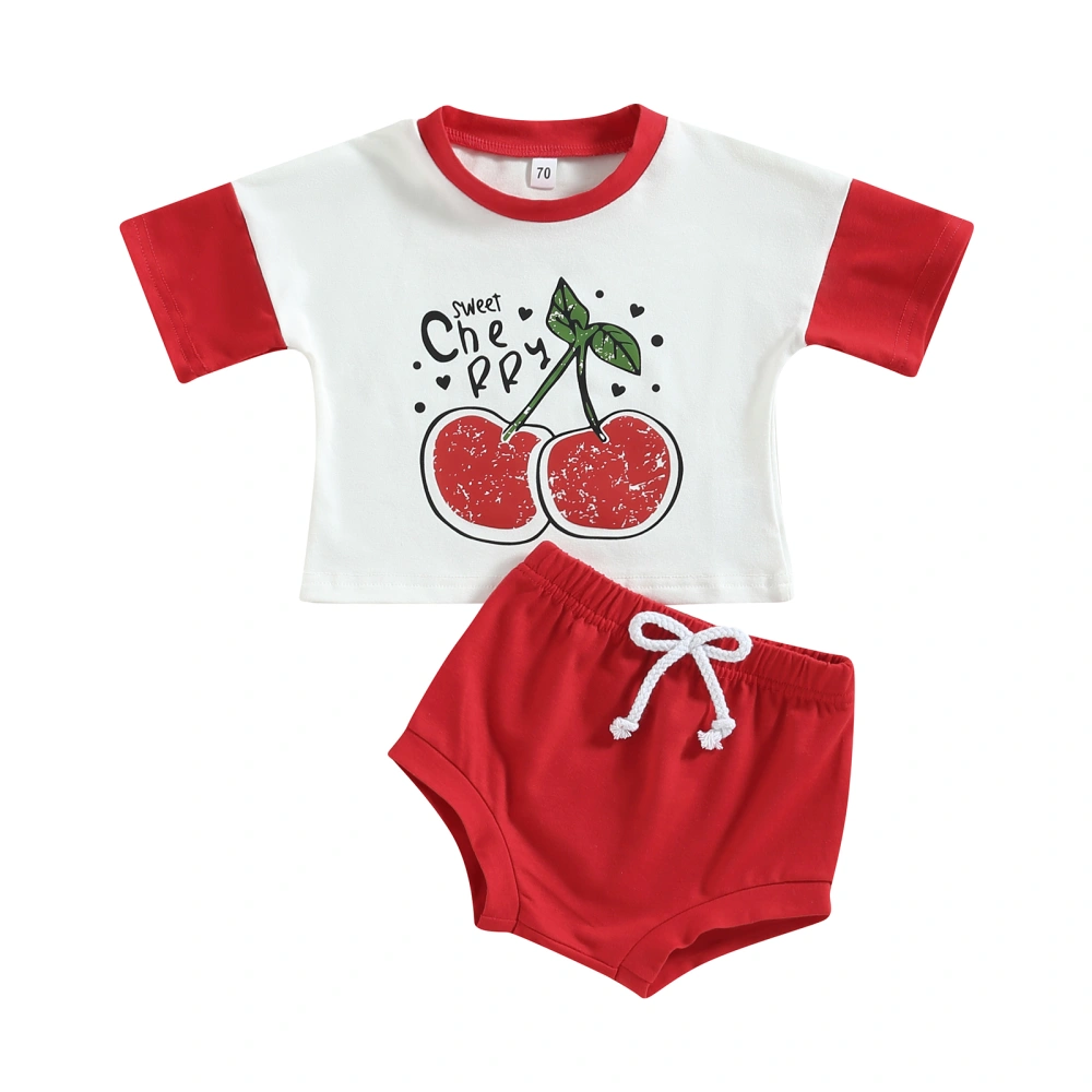 Baby Girls Summer Outfit Fruit Letter Print T-shirt and Shorts Set