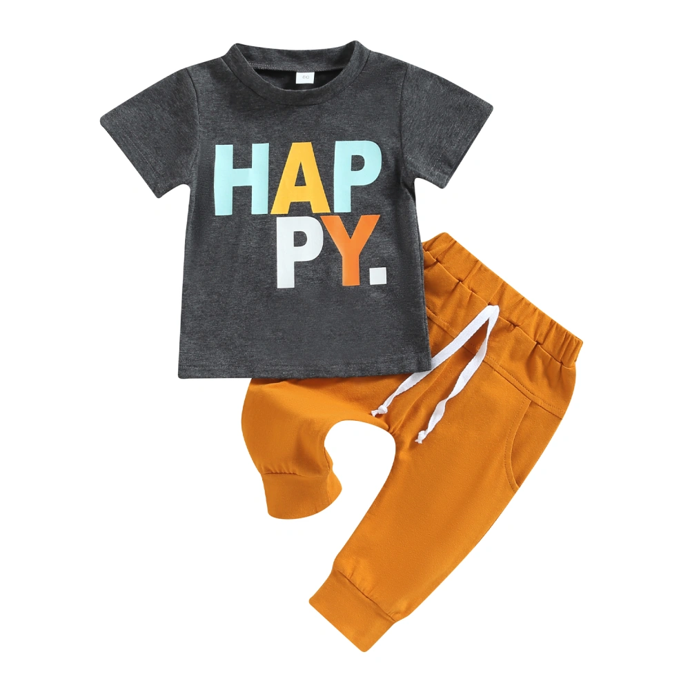 Kids Baby Boy Clothes, Letter Print T-Shirt + Pocket Pants Set