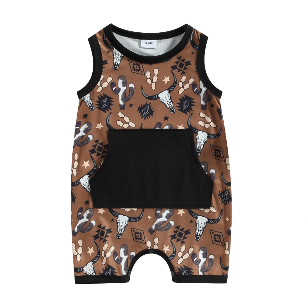 Infant Girls Boys Romper Cow Print Sleeveless Crew Neck Jumpsuit