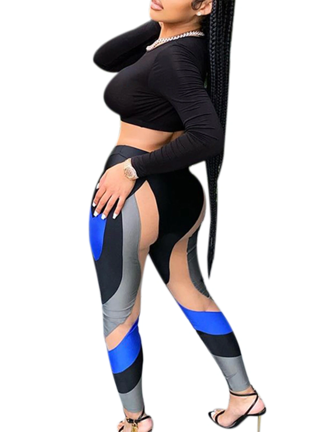 Women Wrapped Pants High Waist Dye Slim Jogger See-Through Trousers