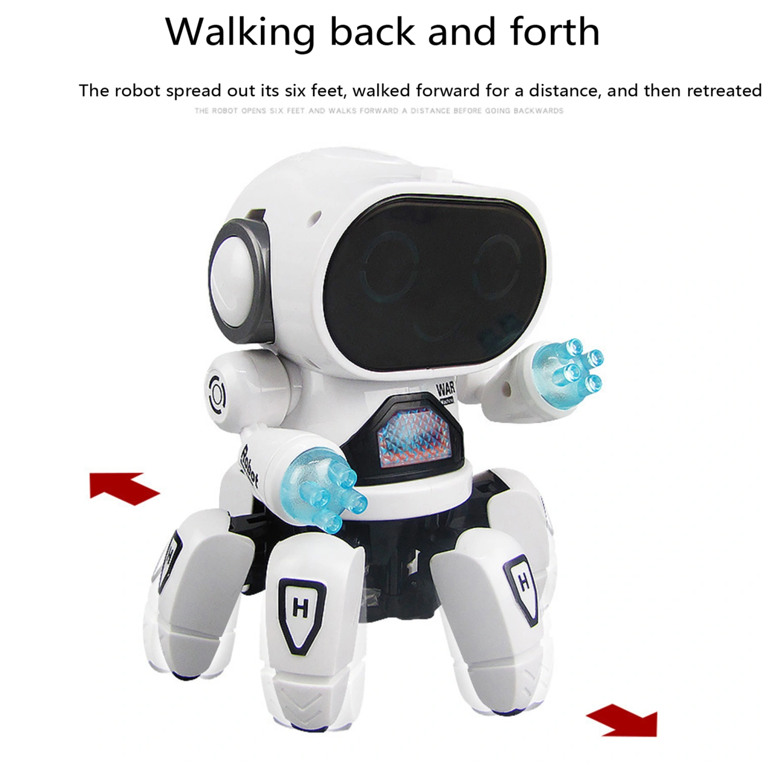 Hexapod Robot Toy with Cool Lighting, Dynamic Music, 360° Rotation