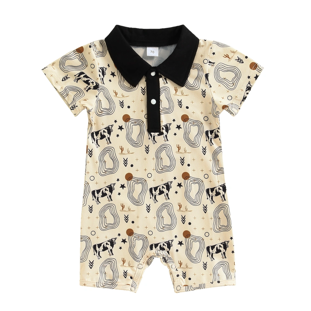 Infant Baby Girls Boys Romper Cow Head Print Summer Playsuits