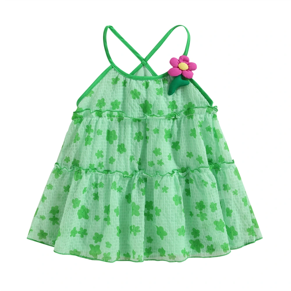 Baby Girl Summer Dress Floral Print Loose Sleeveless Dress for Toddler