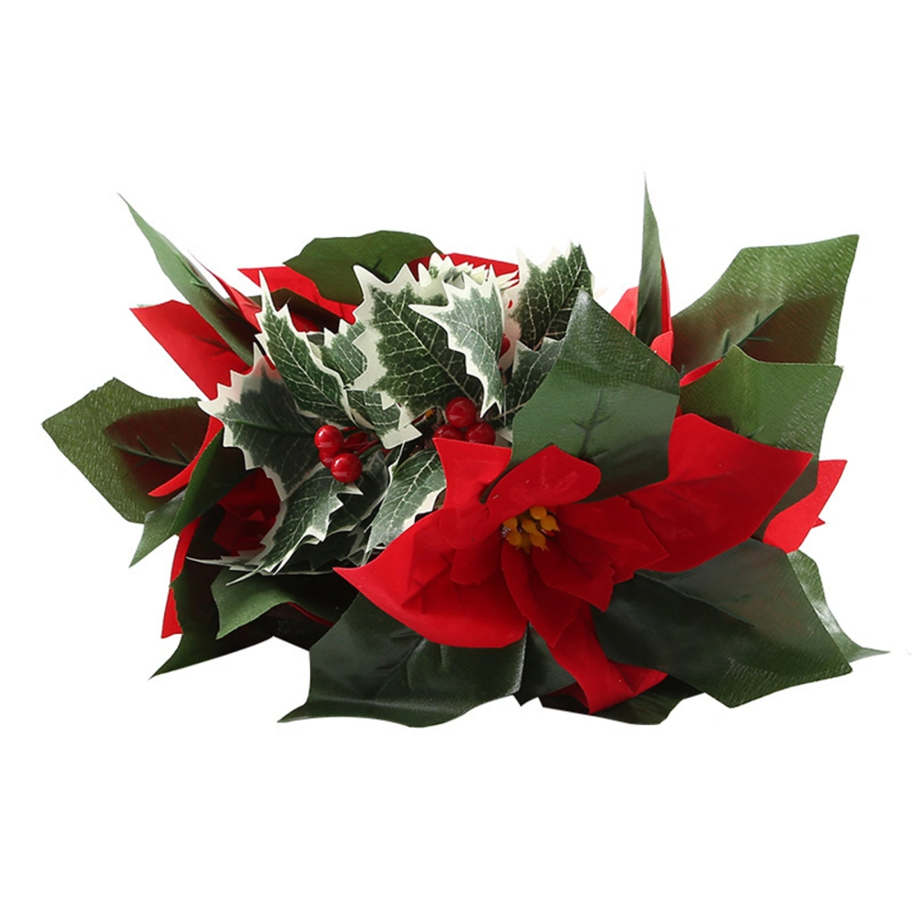 Christmas Lights String, Poinsettia Flowers Red Fruit Decoration