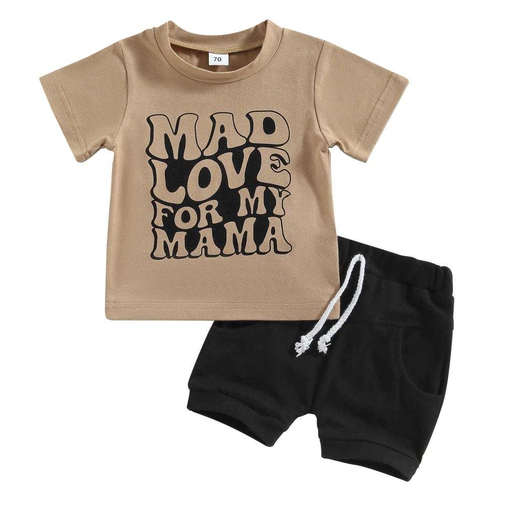 Baby Boys Summer Outfits Letter Print T-shirt and Drawstring Shorts