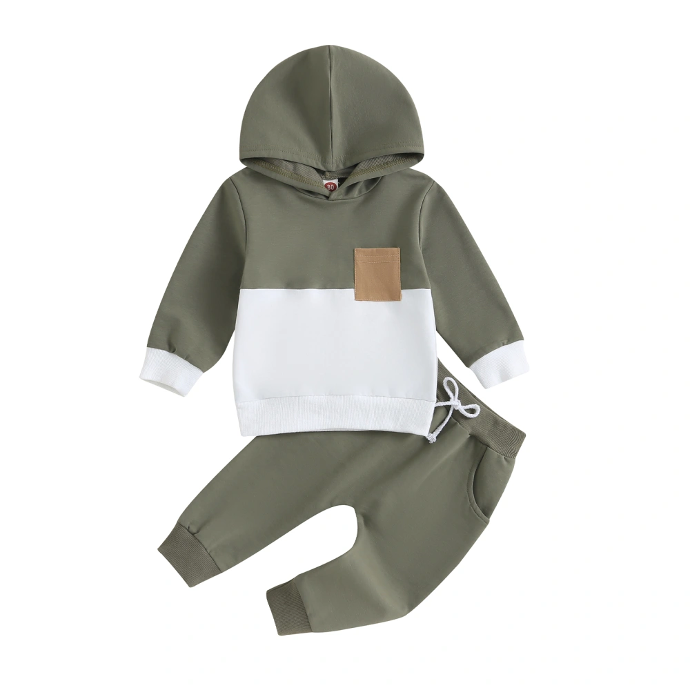 Baby Boy Fall Outfits Long Sleeve Contrast Color Hoodie + Pants Set