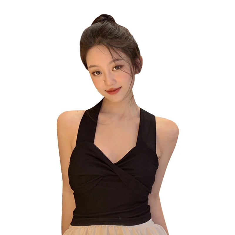 Women’s Fashion Solid Color Twisted V-neck Backless Knitted Camisole