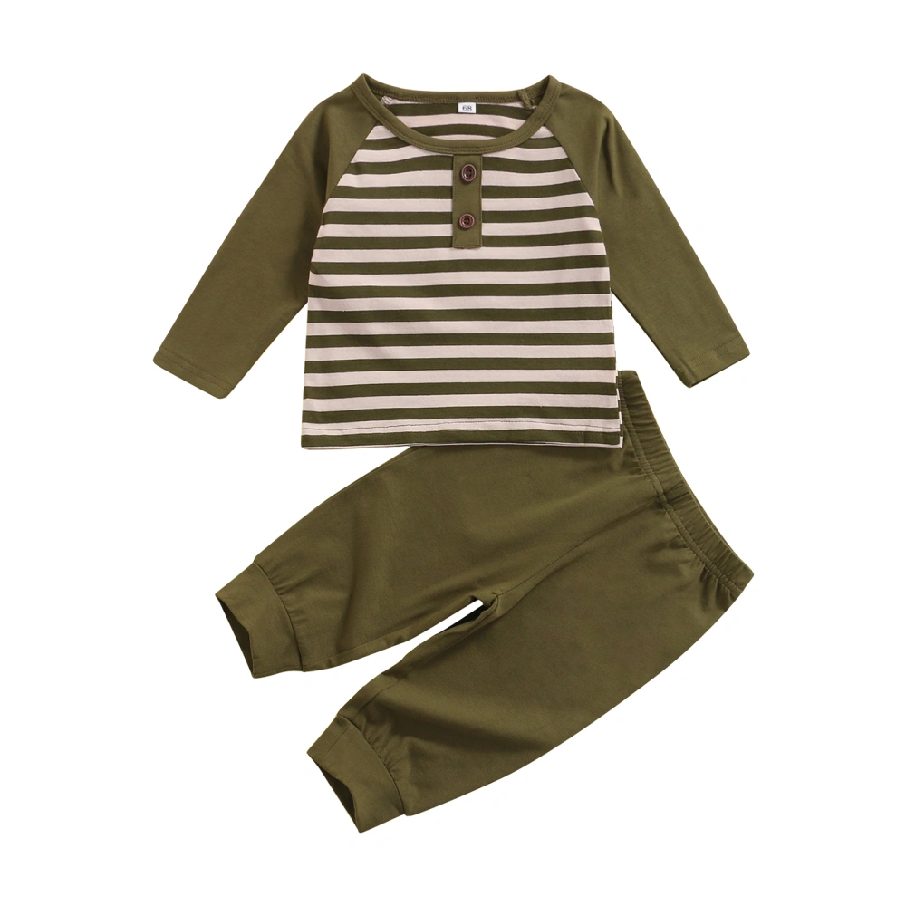 Baby’s Stripe Long Sleeve T-shirt and Solid Color Long Pants Set