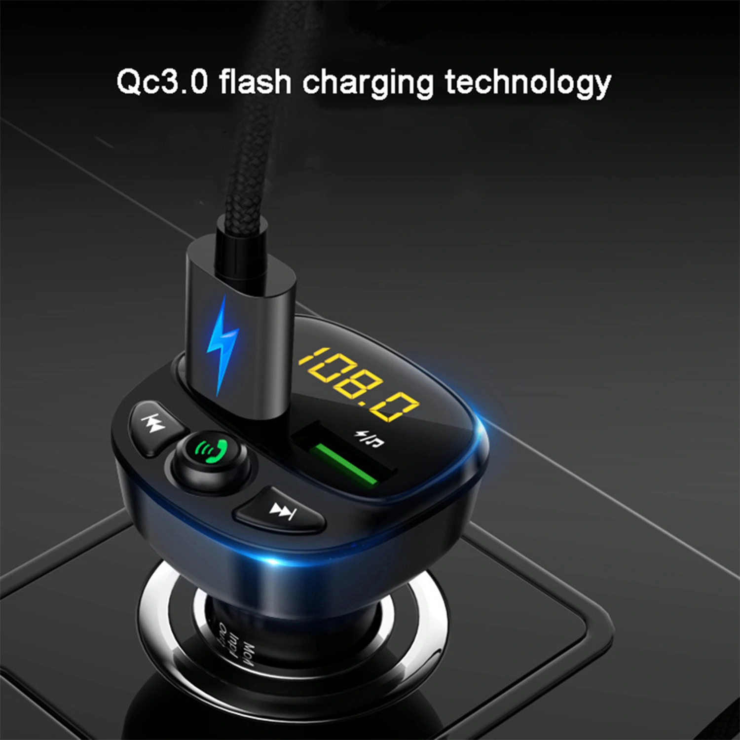 Car Bluetooth QC3.0 Smart Flash Charging Cigarette Lighter Tool
