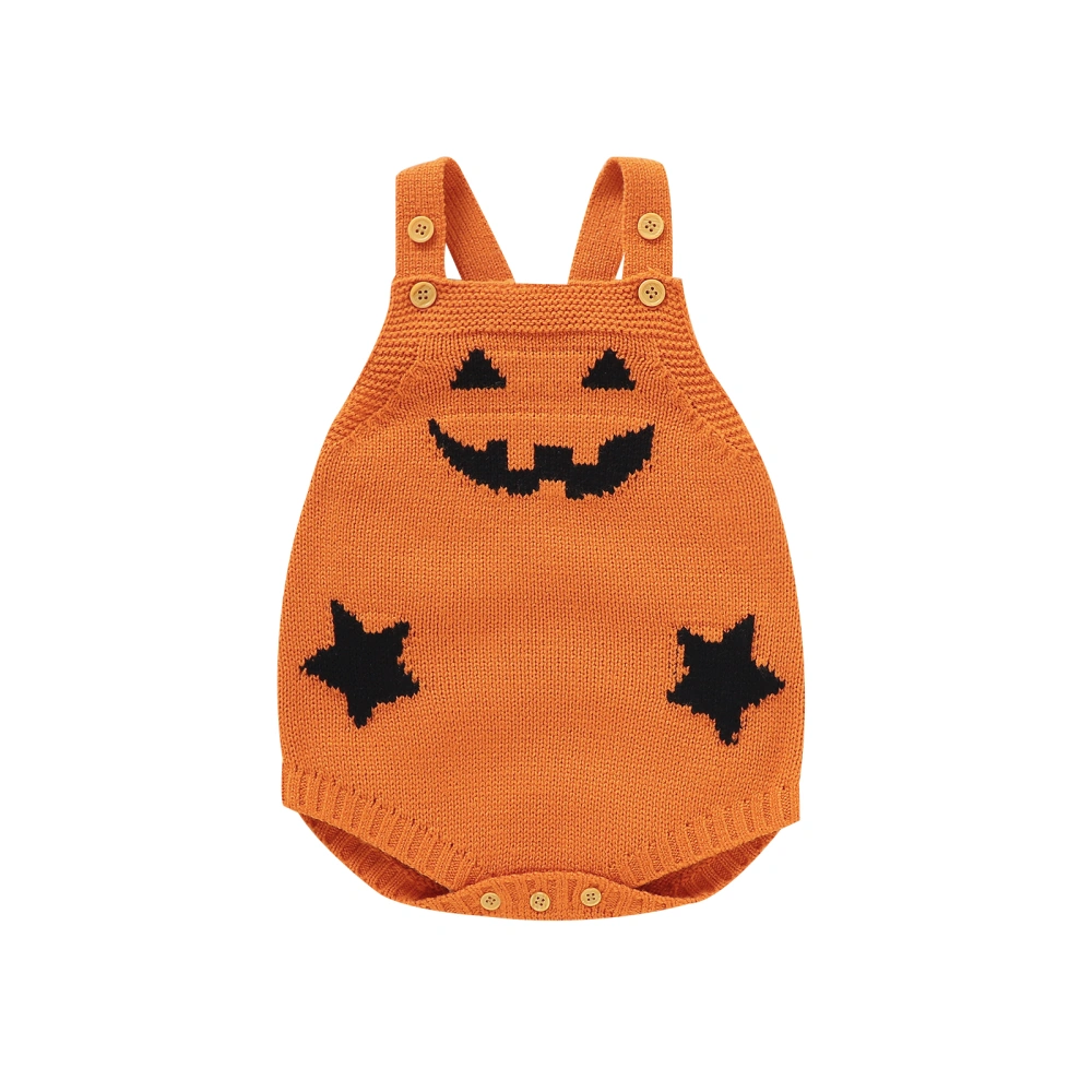 Baby Suspenders Jumpsuit Halloween Pumpkin Print Sleeveless Romper 