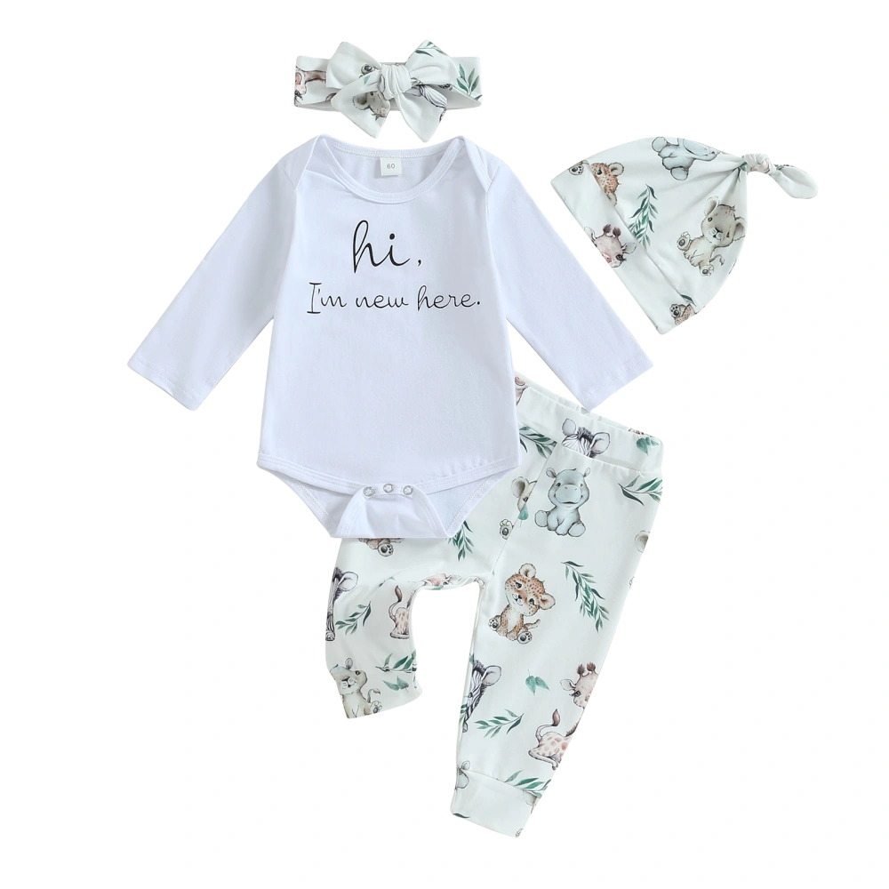 Baby Boys Fall Outfits Letter Print Rompers Long Pants Hat Headband