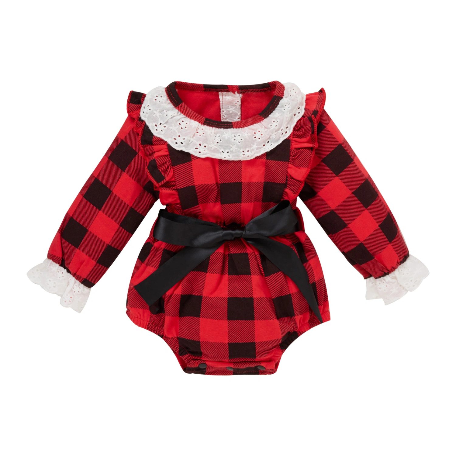 Baby Girls Clothes Set, Plaid Printed Pattern Romper and Waistband