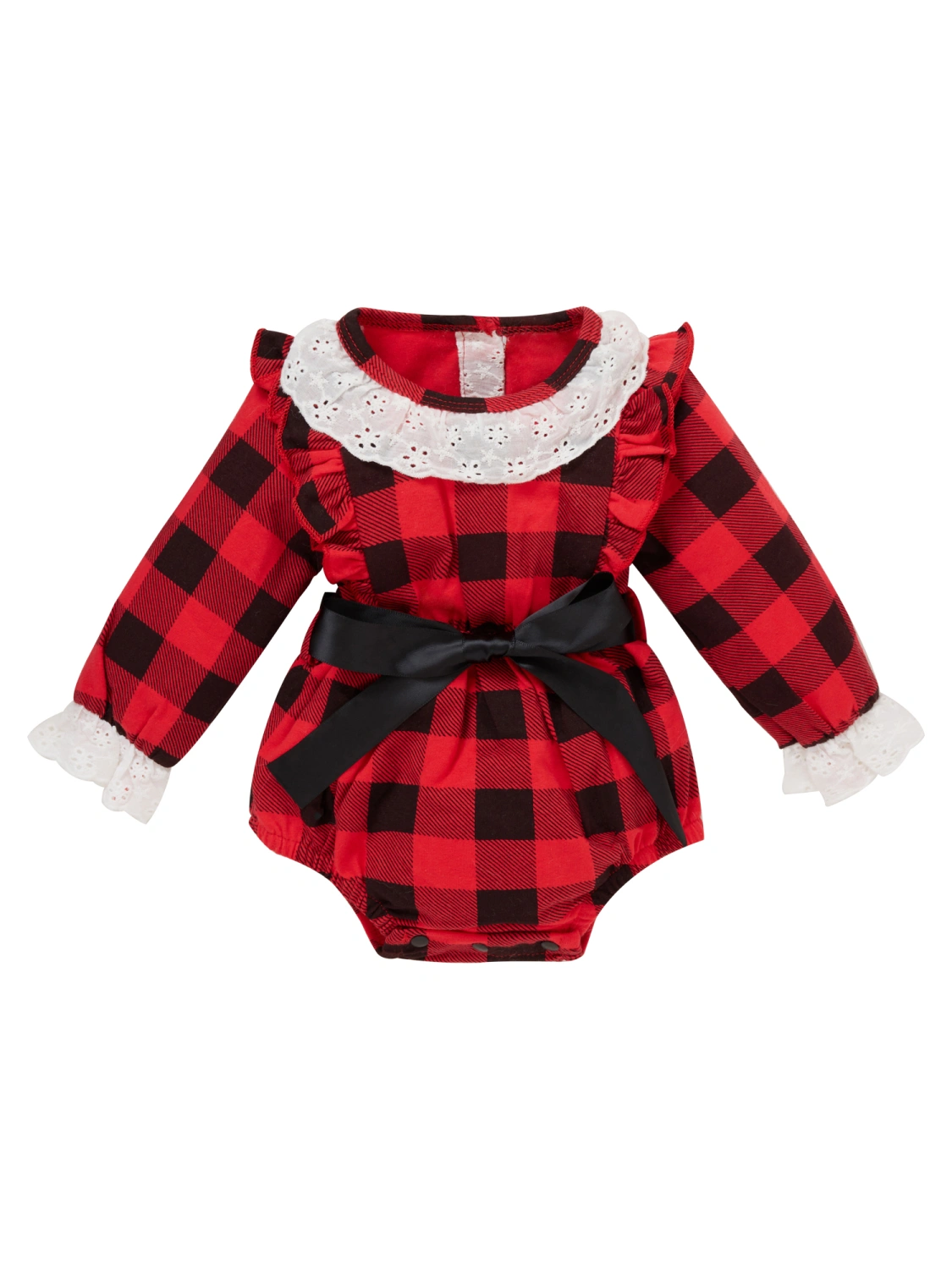 Baby Girls Clothes Set, Plaid Printed Pattern Romper and Waistband