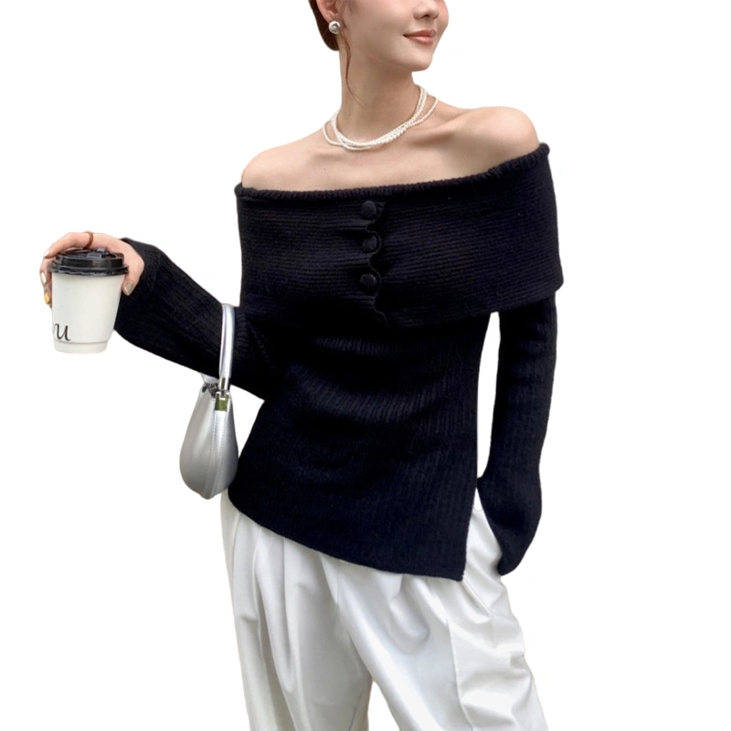 Women Sweater, Long Sleeve Off Shoulder Solid Color Tops Pullover