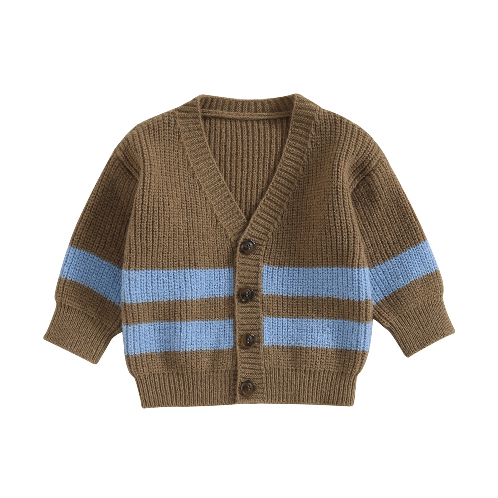 Toddler Knit Cardigan Cute Long Sleeve Striped Print Button Sweater