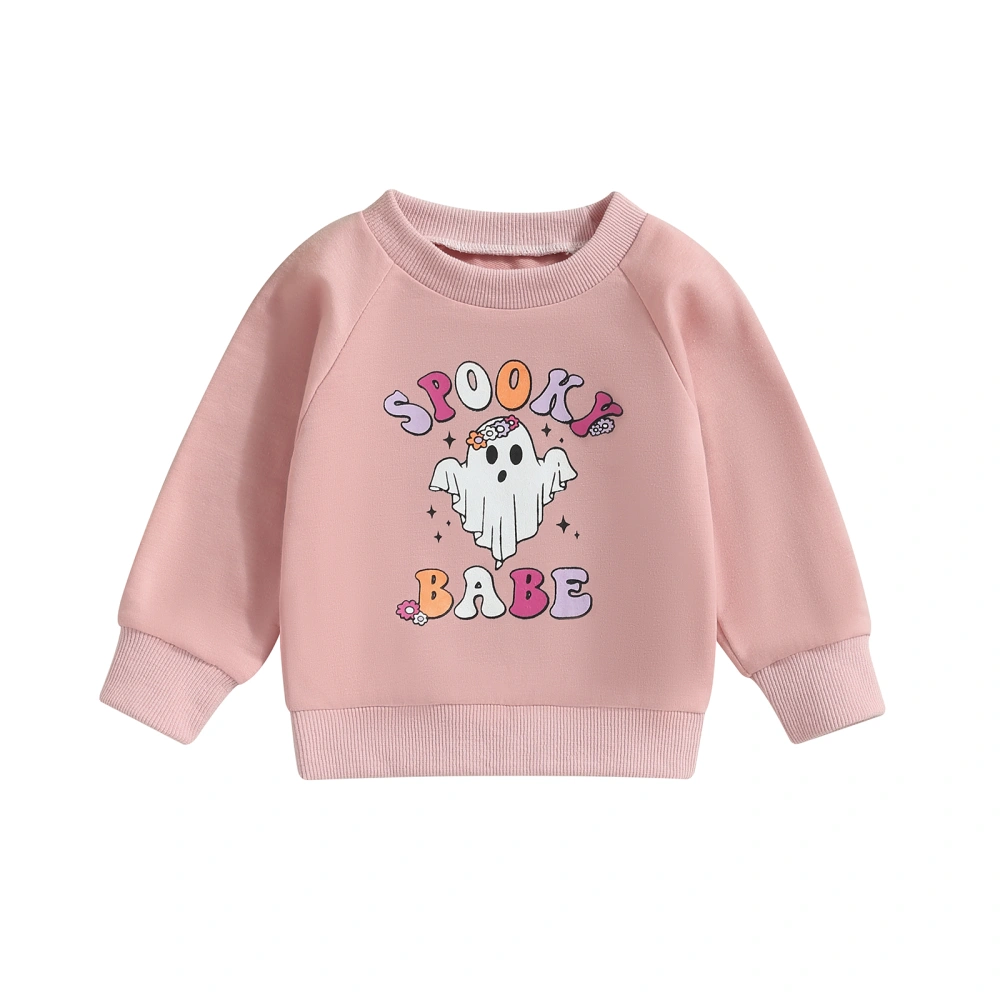 Baby Girl Halloween Sweatshirt Long Sleeve Ghost Print Pullover