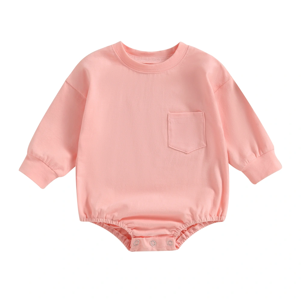 Infant Baby Sweatshirt Jumpsuit Solid Color Long Sleeve Romper