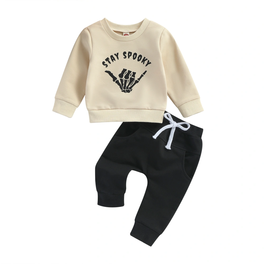 Boy Halloween Outfits Letter Print Sweatshirt and Pants for Toddler