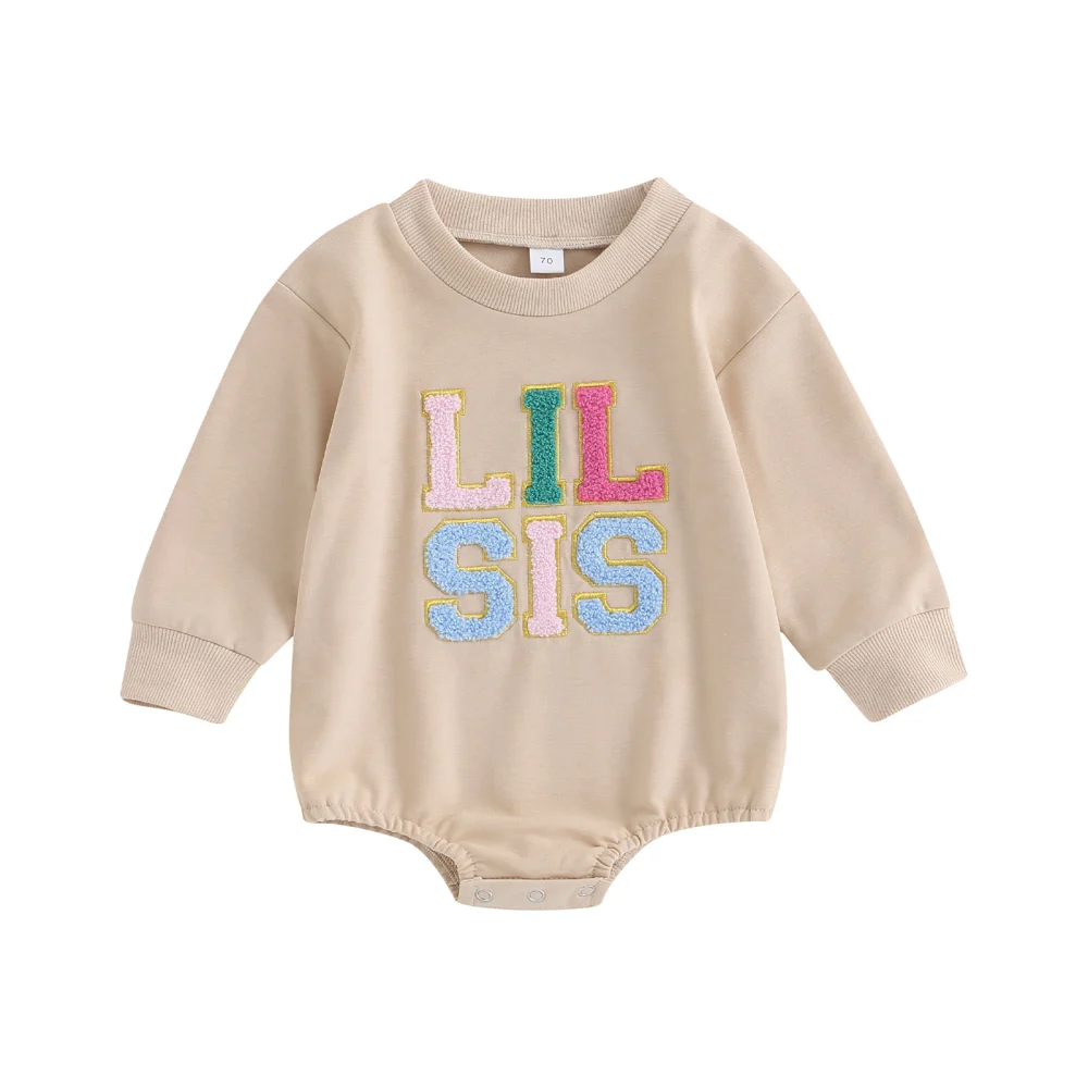 Infant Sweatshirts Rompers Letter Embroidery Sister Matching Clothes