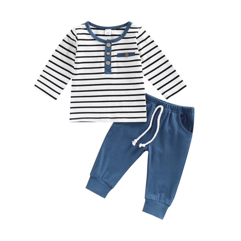 Baby Boys Outfits, Long Sleeve Crew Neck Stripes T-shirt with Pants