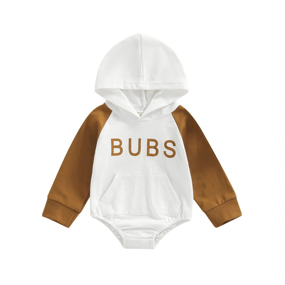 Baby Long Sleeve Jumpsuit Girl Boy Letter Print Casual Hooded Rompers