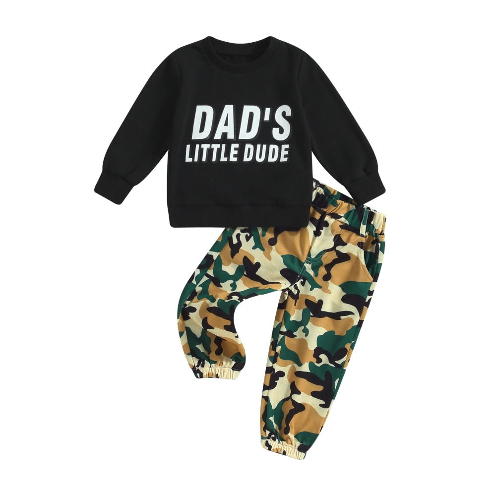 Toddler Boys Fall Outfits Letter Print Crew Neck Sweatshirts Pants