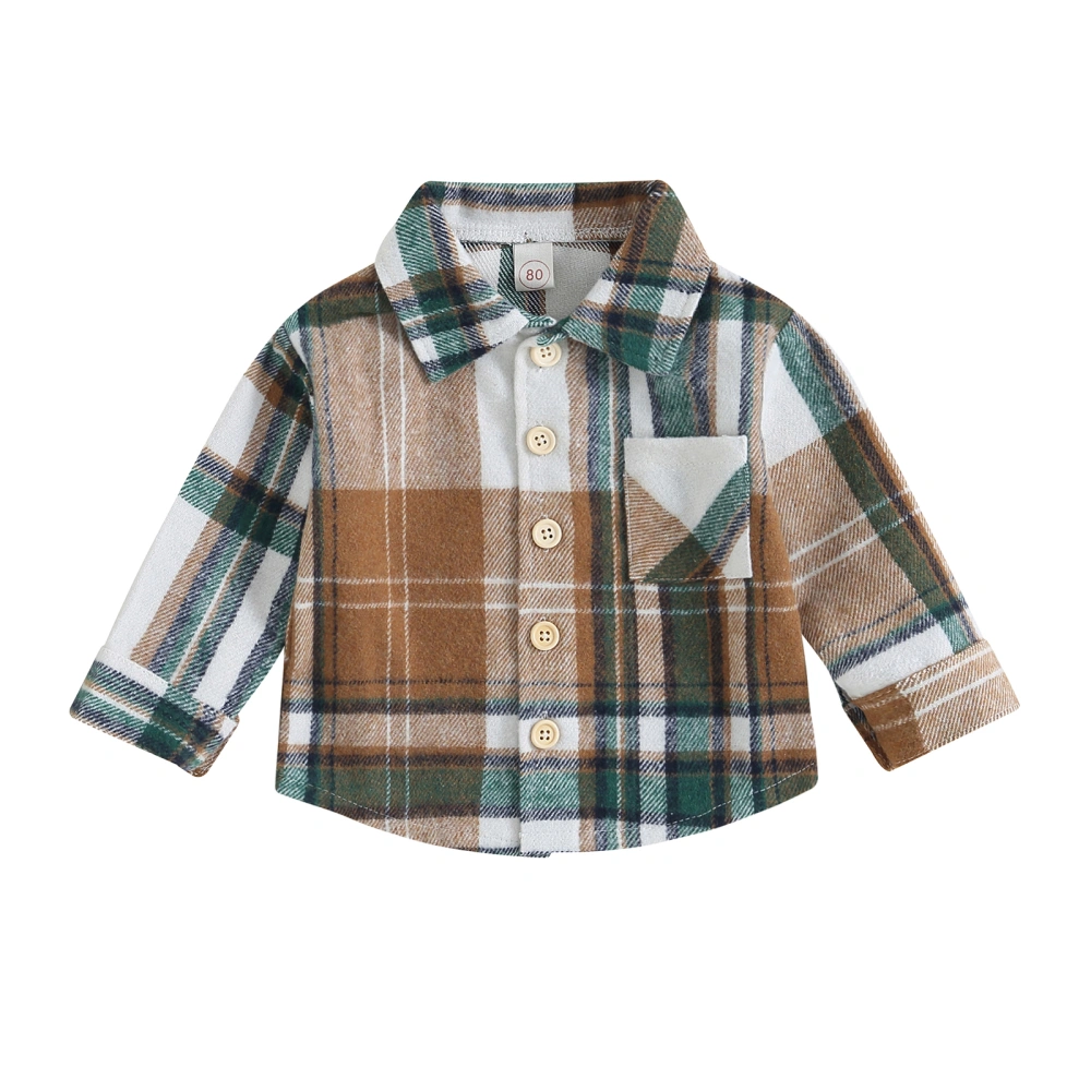 Toddler Plaid Shirt Jacket Warm Casual Lightweight Jacket with Pockets