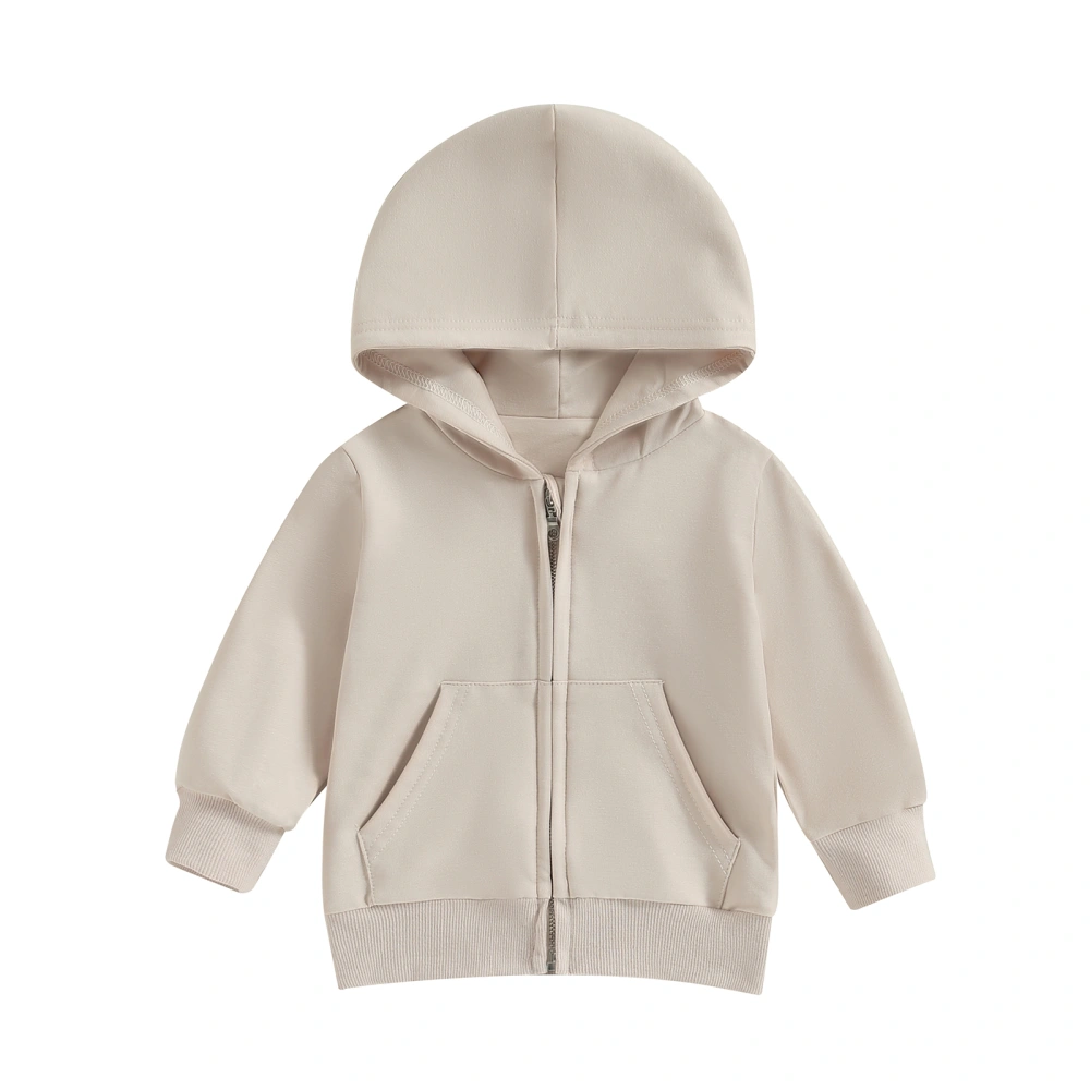 Toddler Boys Girls Hoodies Jacket Solid Color Zip Up Kids Coat