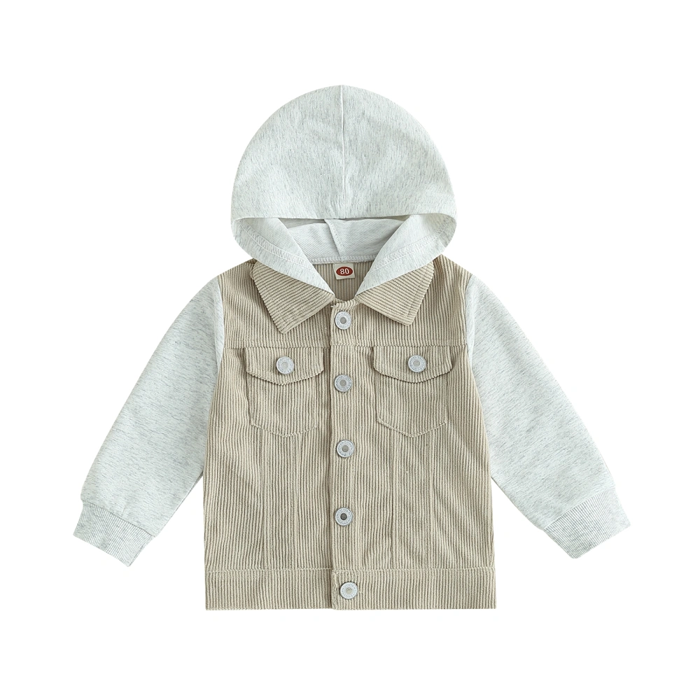 Toddler Corduroy Jacket Long Sleeve Button Down Lapel Coat Hoodie