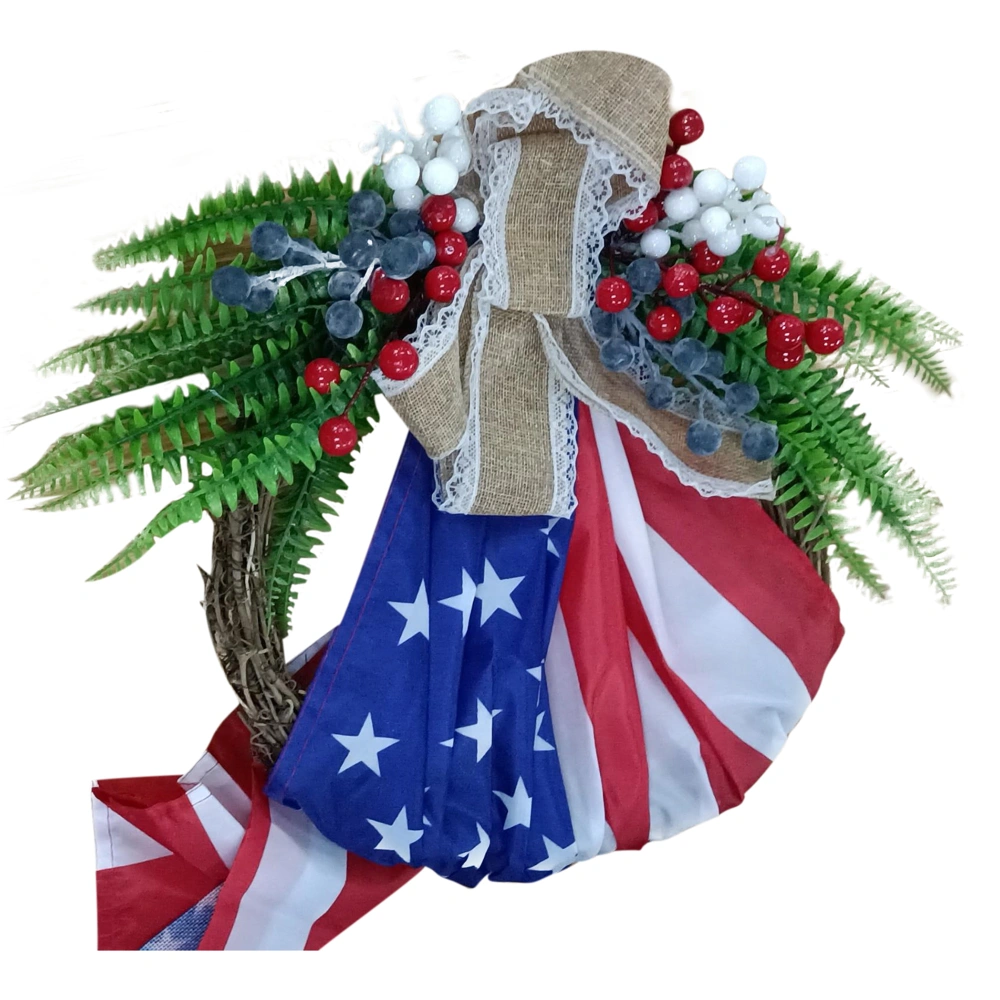 4th of July Wreath, Artificial Flower/Berry Wreath with Green Leaves